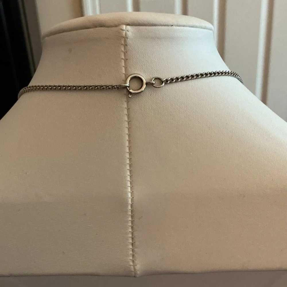 Pale Green Oval Acrylic Antique Silver Tone Pendant Necklace